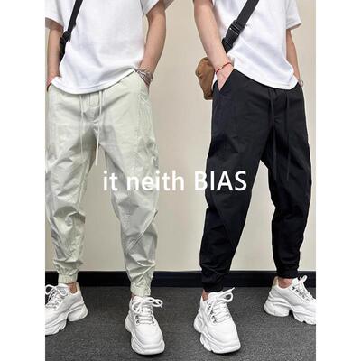 it neith BIAS夏季速干冰丝休闲裤男2025新款九分束脚运动裤痞帅