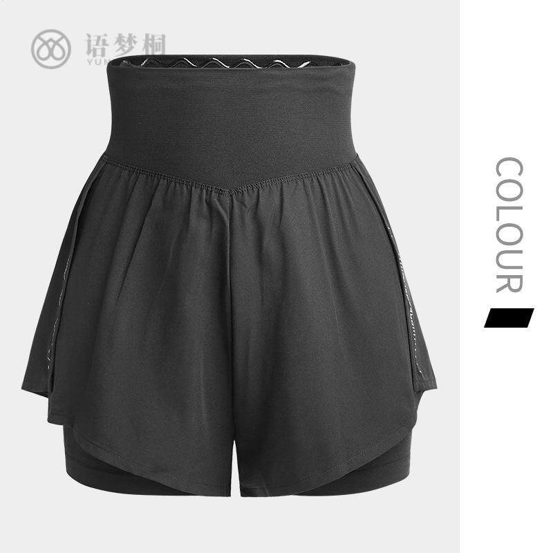 假两件运动短裤女士高腰收腹瑜伽裤宽松防走光跑步健身裤2RN045