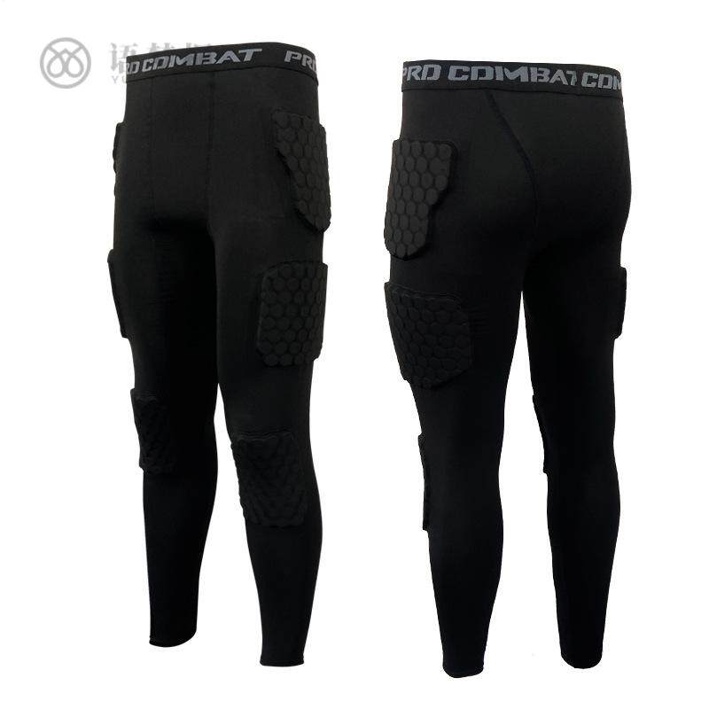 运动防护长裤训练打底骑行服滑雪足球裤防撞裤男守门员橄榄球长裤