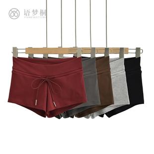 辣妹2024夏季紧身包臀热裤女基础款纯色弹力修身系带低腰运动短裤