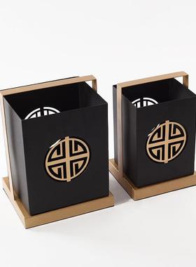 新中式现代古风金属装饰盒摆件博古架样板房橱窗展柜茶室软装饰品