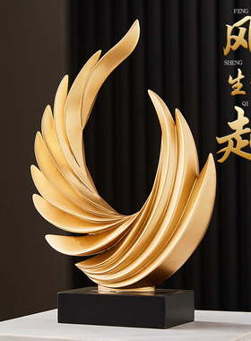 风生水起系列金色羽翼造型树脂工艺品摆件客厅玄关酒柜电视柜装饰