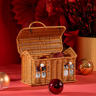 装饰篮pp伴手礼新年收纳节日礼盒饼干坚果套组糖果包装编织手提篮