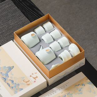 哥窑茶具套装 家用陶瓷泡茶壶中式 功夫茶杯高档商务伴手礼品礼盒装
