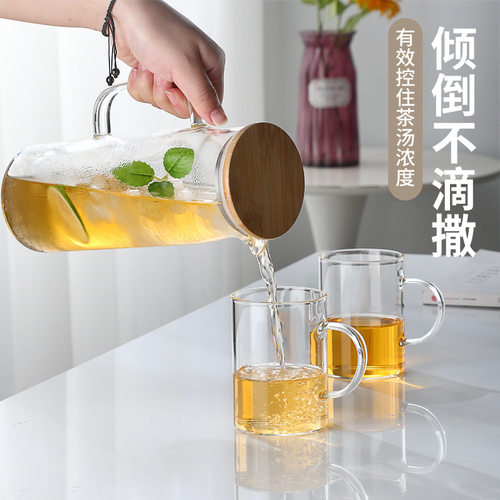 防爆透明带把手大容量直身家用玻璃牛奶果汁咖啡扎啤冷水壶玻璃瓶