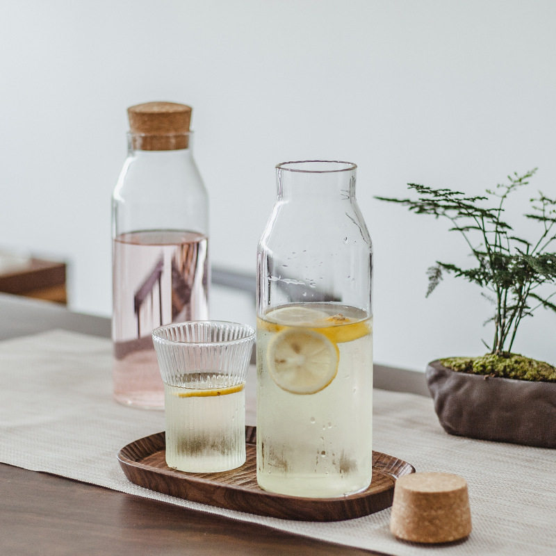 民宿酒店果汁奶茶饮料瓶冷水壶玻璃耐高温软木塞酵素瓶泡酒瓶