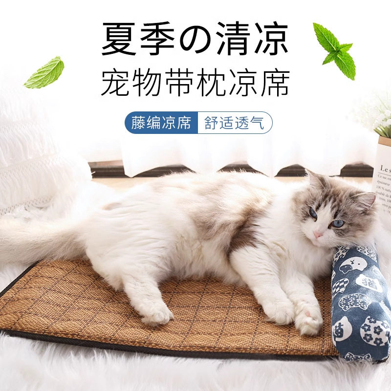 猫咪凉席枕头垫子宠物夏季降温凉席狗狗枕头睡觉用凉席不粘毛透气