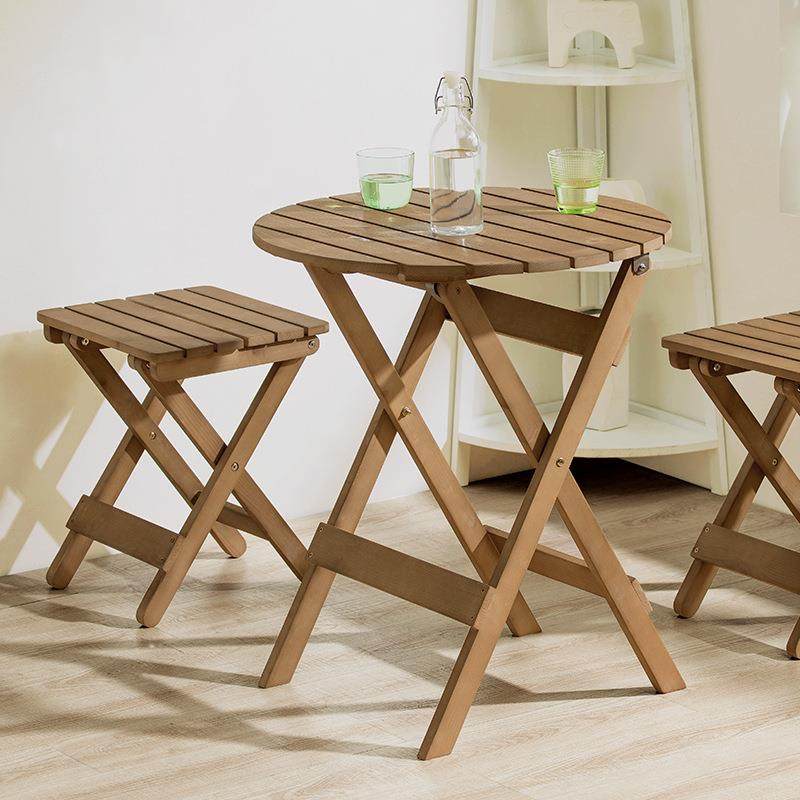 庭院户外露营实木桌椅室外奶茶店咖啡厅折叠桌便携式野餐野炊桌子桶饰