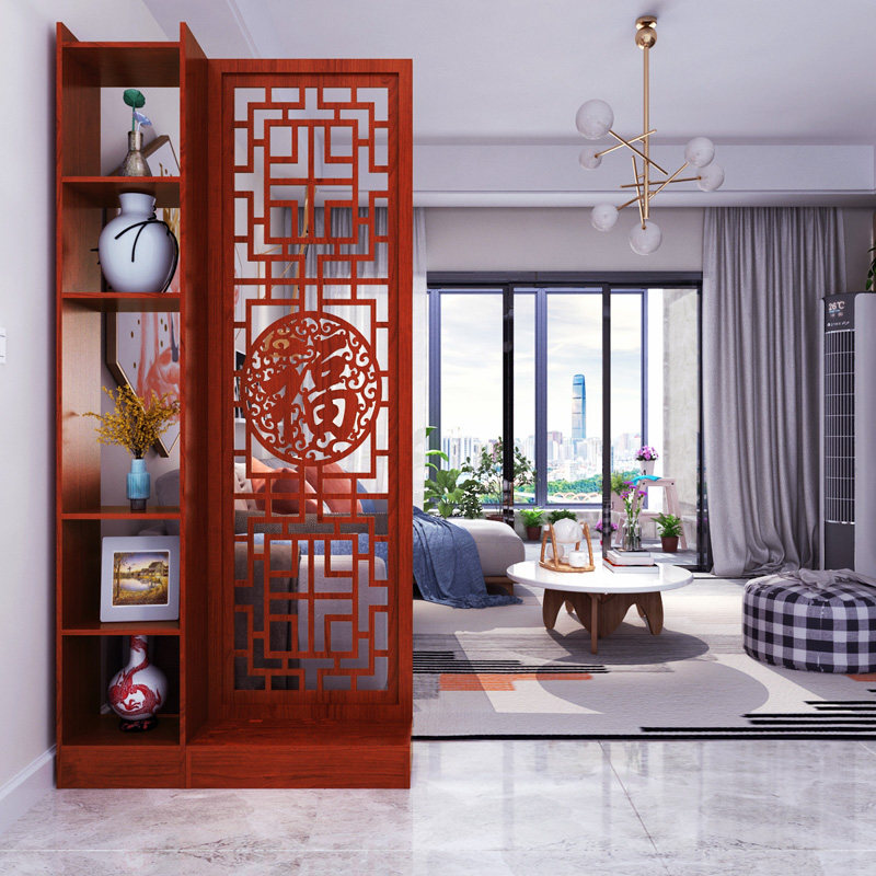 新中式屏风隔断置物架门客厅装饰墙简约现代办公室网红进门玄关柜