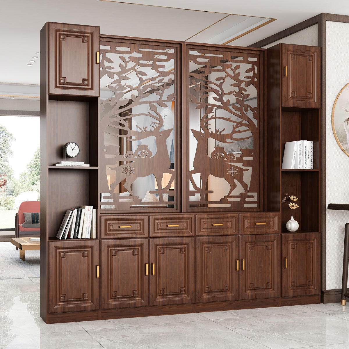 新款大尺寸入户客厅玄关柜屏风柜间厅柜隔断柜进门一体鞋柜装饰柜