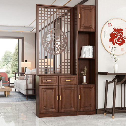 新中式正对大门客厅隔断柜进门入户现代简约屏风置物架门厅玄关柜