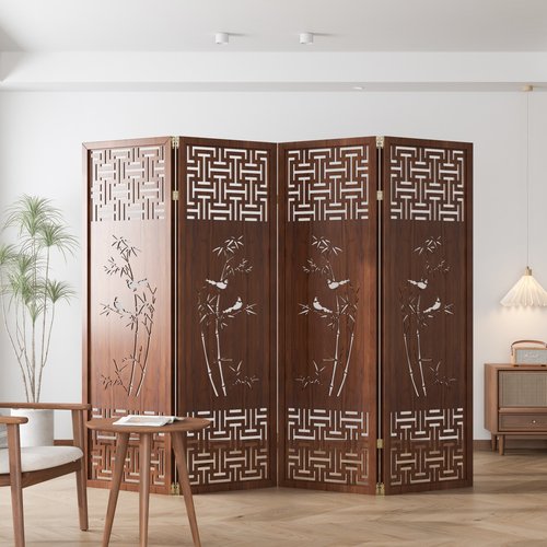 新中式木质屏风隔断客厅时尚玄关简约现代办公室折叠可移动折屏