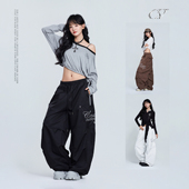 裤 CV新广场舞潮牌 嘻哈宽松百搭直筒长裤 工装 大口袋工装 跳舞时尚