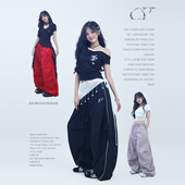 子休闲长裤 CV新广场舞潮牌 跳舞嘻哈时尚 宽松裤 夹线 大香蕉运动裤