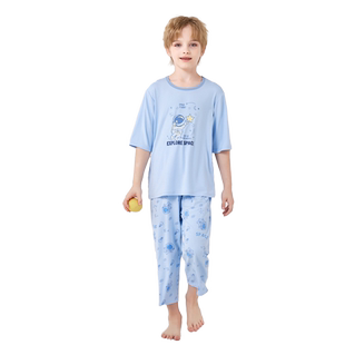 儿童睡衣套装男童莫代尔家居服女孩短袖夏季薄款青少年冰丝空调服