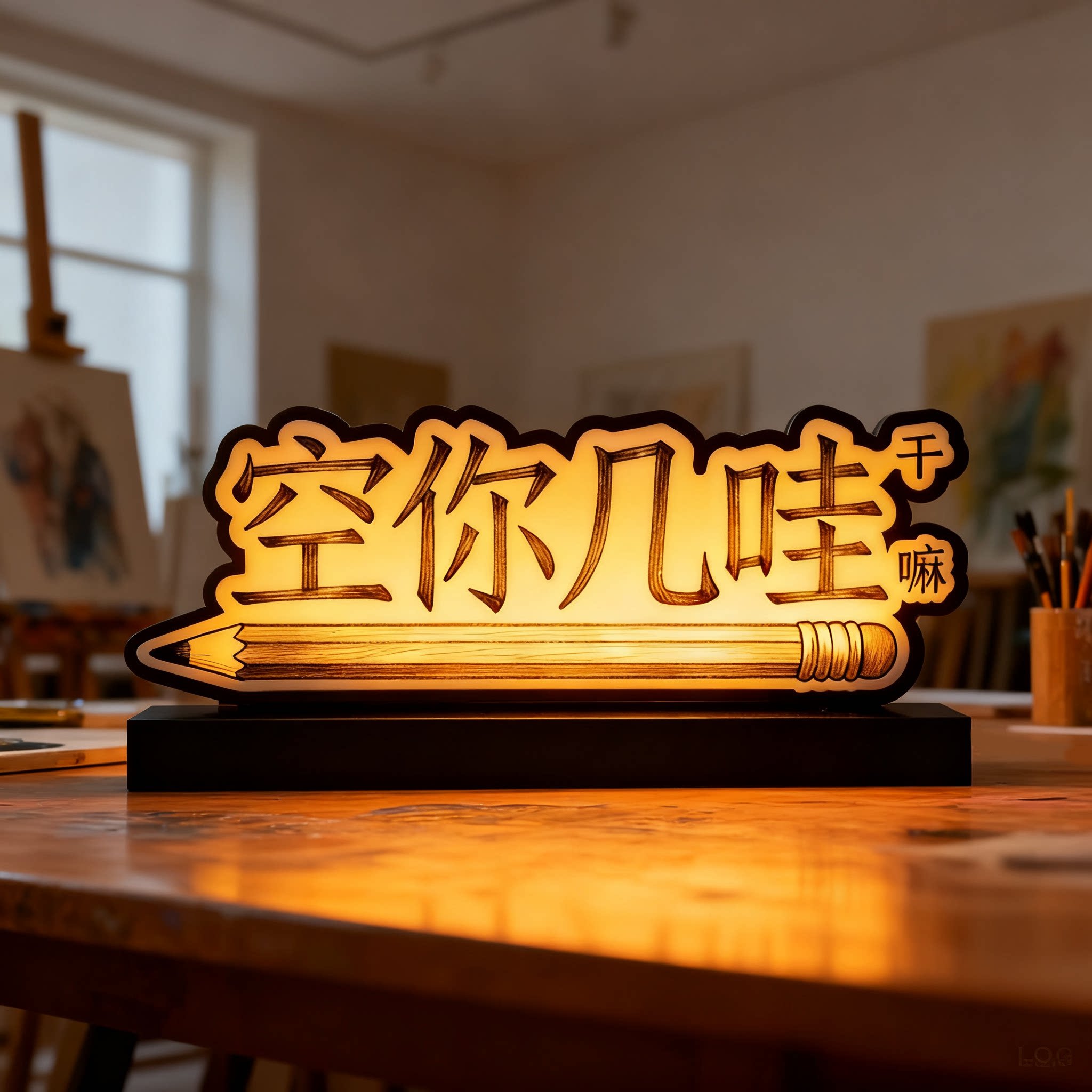阿旺90106图画室桌面摆件发光定制立体便携可手持亚克力LED暖光灯