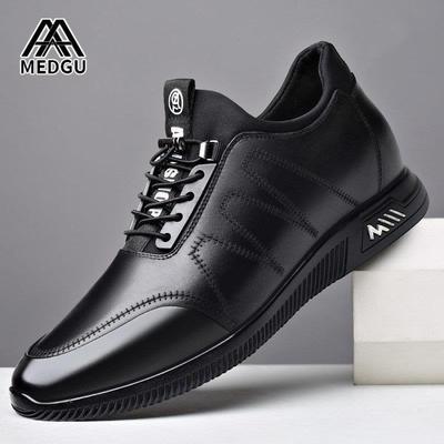 皮鞋男春季2025新款内增高男士真皮皮鞋休闲软底商务加绒运动鞋男