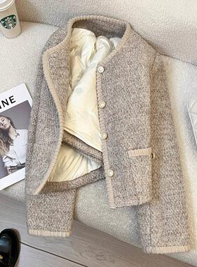 LILY MOST米灰色小香风内里羽绒短款外套女2025新款冬季时尚上衣