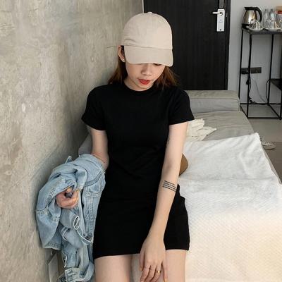 。复古小黑裙春装2019新款女韩版半高领短袖T恤连衣裙修身包臀短在类目 女装/女士精品, T恤中 - 来自Buy2taobao.com提供专业的淘宝代购服务