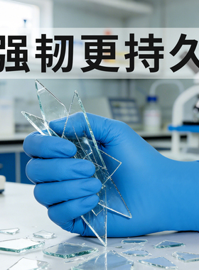 手套实验室化学耐酸碱防护蓝色丁腈橡胶乳胶防油防水工业耐磨加厚