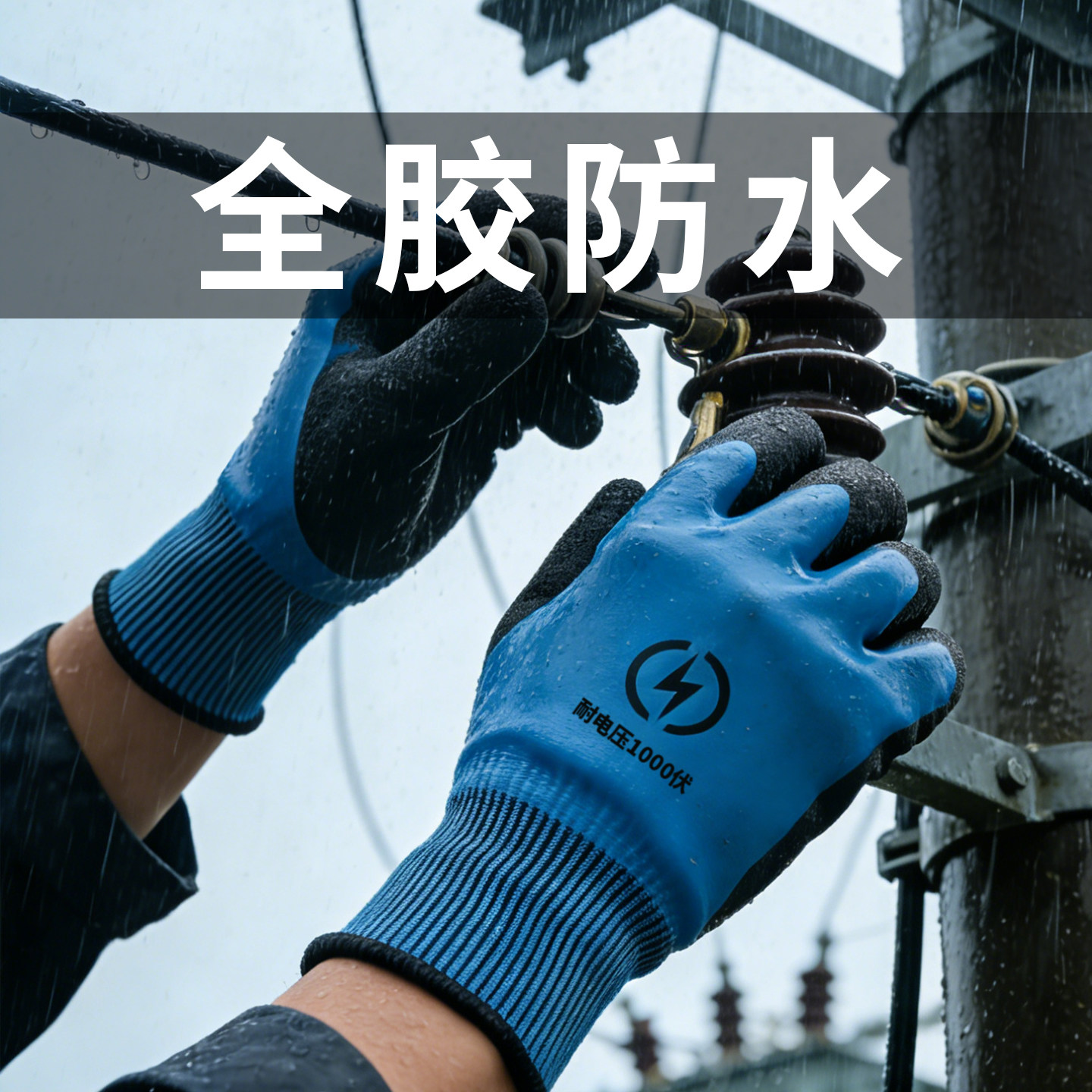 低压绝缘手套国标认证电工专用电气1000v防护220v男合闸橡胶防水