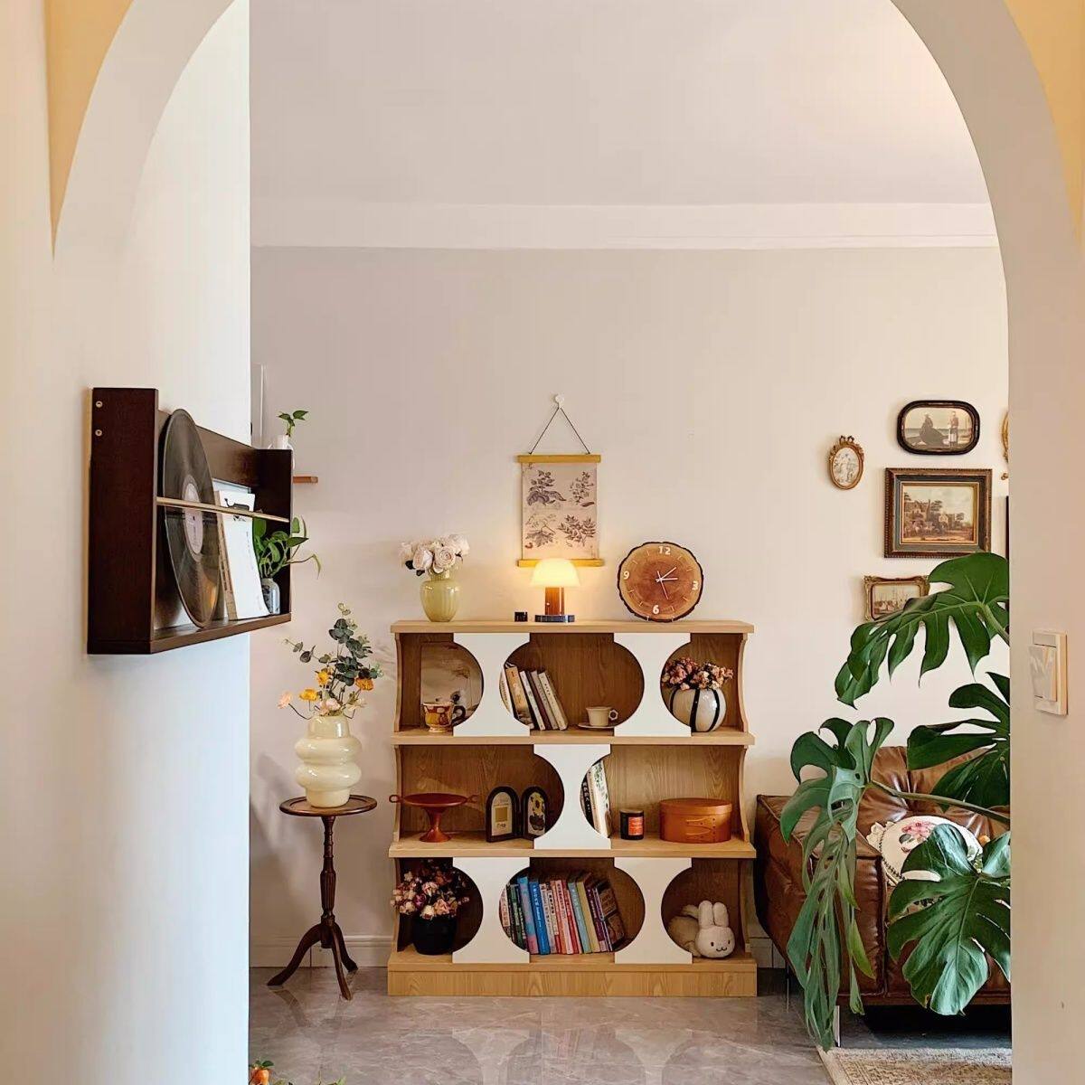 新款书架落地置物架异形组合书柜矮客厅转角玄关展示架子复古风