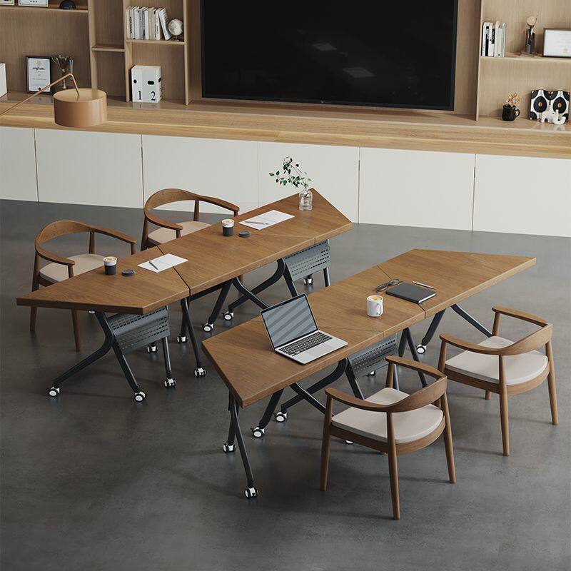 实木会议桌办公室接待洽谈桌椅商务工业风轻奢高级感培训长桌一体