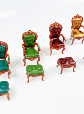 迷你小古典椅子脚蹬床头柜娃娃屋家具配件dollhouse微缩场景摆件