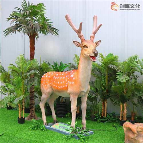 会动会叫仿真模拟梅花鹿机械仿真动物装置户外展览博物馆科普