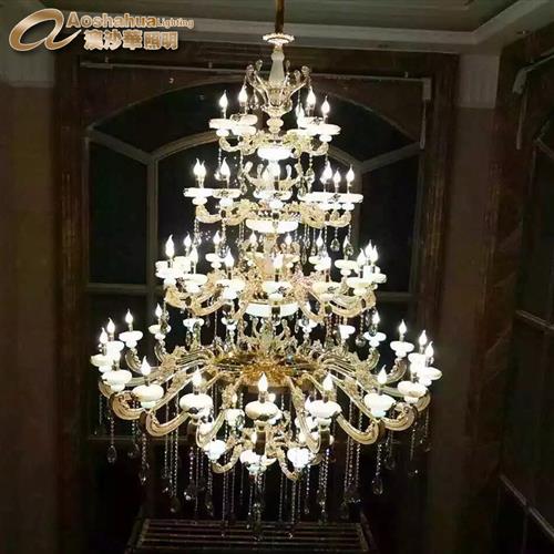 现代酒店大堂非标工程吊灯灯具商场大厅复式楼别墅水晶吸顶灯