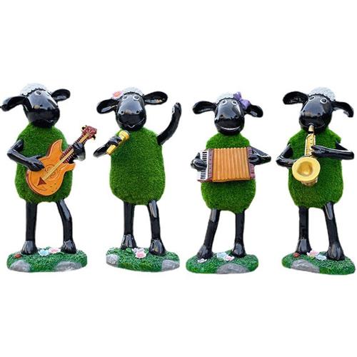 玻璃钢乐器羊雕塑户外公园卡通动物园林景观小品草坪装饰羊摆件