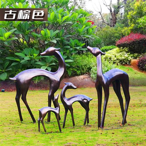 仿真铸铜锻铜梅花鹿玻璃钢仿铜户外园林景观镂空动物摆件雕塑雕像