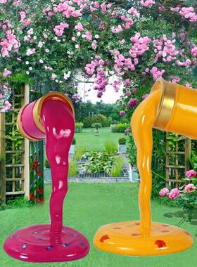 户外创意彩绘油漆桶玻璃钢雕塑园林庭院公花园艺术美陈装饰品摆件