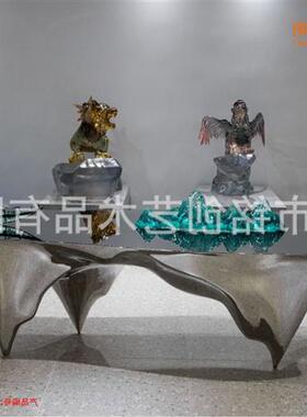 玻璃钢会议桌现代酒店客厅摆件落地桌家居创意商务礼品现代简约