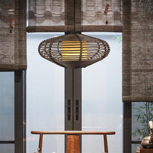 一件代发吊灯东南亚风格藤编客厅餐厅茶室禅意藤艺吊灯可定制
