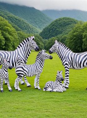 户外大型仿真斑马摆件园林景观雕塑动物公园景区幼儿园玻璃钢装饰