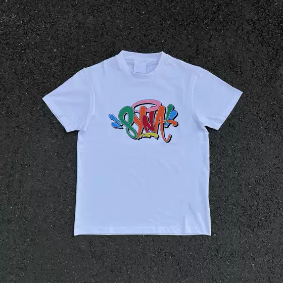 Syna Short-Sleeved T-Shirt Pure Cotton Street Style Uk Dripdrill Tee Same Style as European and American Celebrities Centralcee