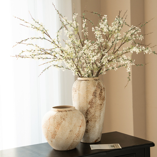 饰 客厅电视柜装 陶瓷花瓶复古新中式 侘寂风摆件高级感水养插花意式