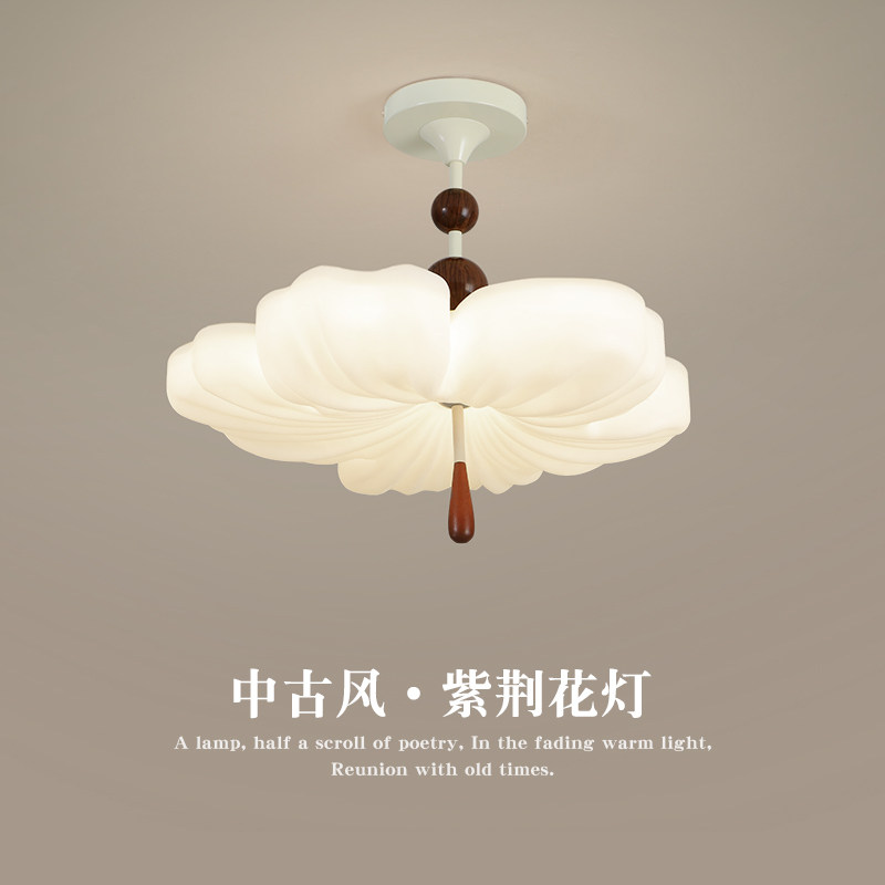 中古奶油风卧室吊灯法式复古紫荆花儿童书房全光谱护眼吸顶灯