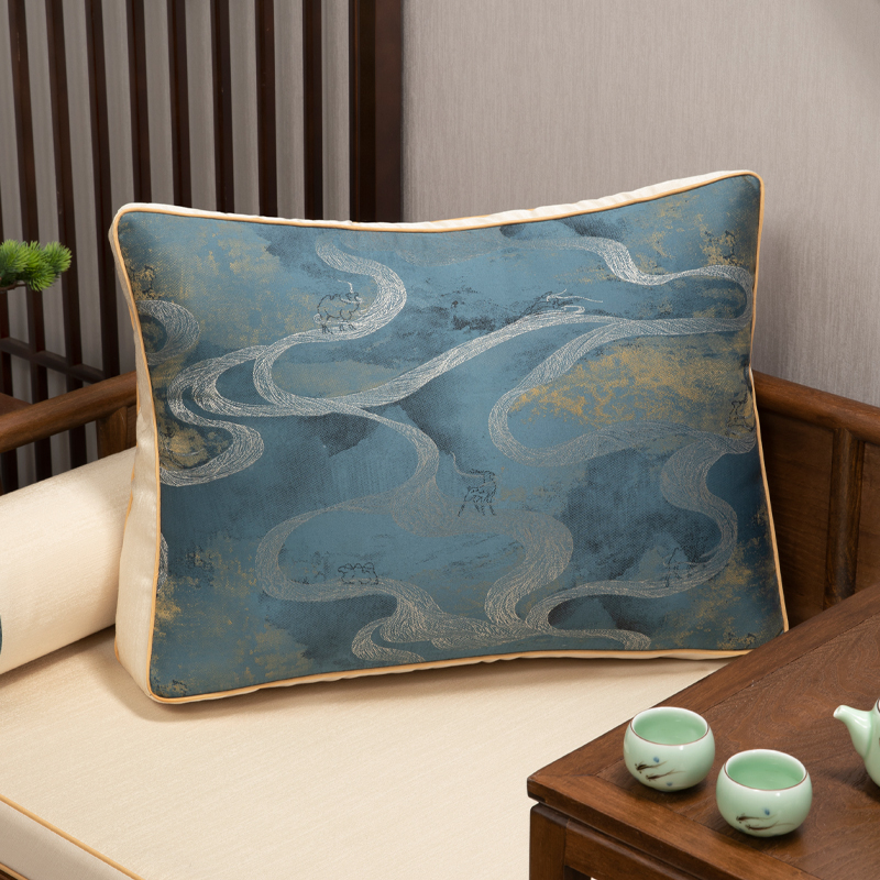 中式大号靠枕中国风刺绣抱枕家用客厅红木沙发靠背垫含芯床头定制