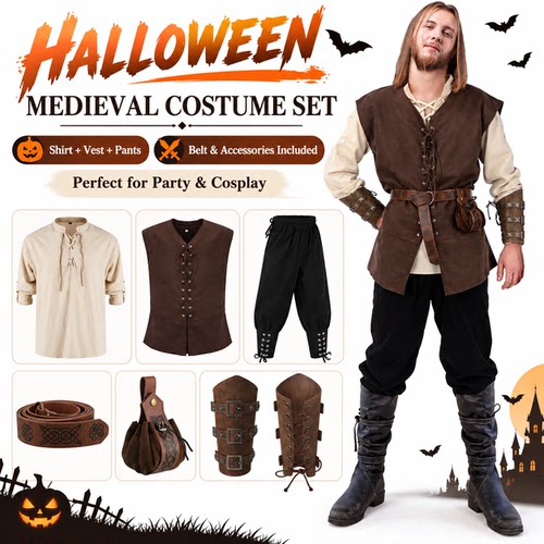 Medieval pirate shirt ankle braced pants中世纪海盗衬衫脚踝带