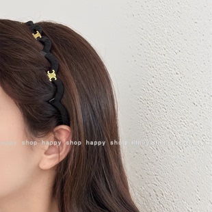 高级感凯旋门黑色发箍带齿防滑女夏天日常外戴头箍头饰2025新款