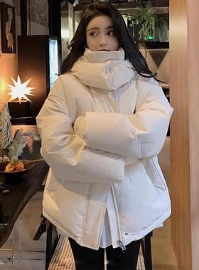 Lusam 白鸭绒羽绒服女短款白色加厚零下30度冬季2025新款保暖外套