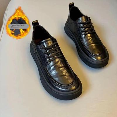 2025秋冬季新款纯皮商务潮流休闲系带舒适圆头时尚百搭软底皮鞋男