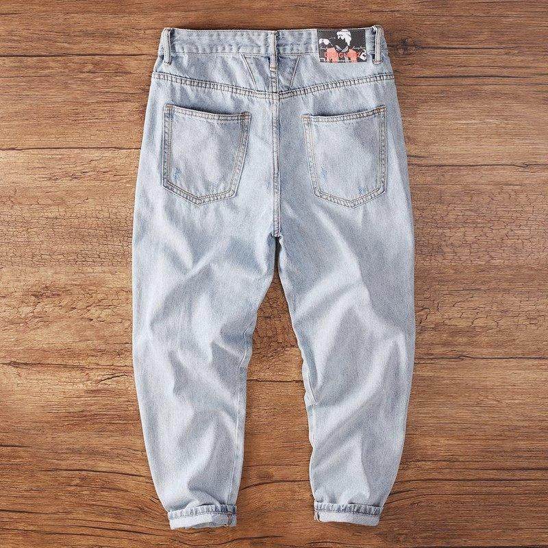 it Afternnaths潮牌美式牛仔裤男宽松直筒休闲复古浅色长裤春秋季