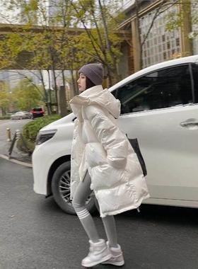 Lusam 2025年冬季新款白鸭绒羽绒服女时尚洋气免洗中长款加厚外套