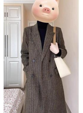 LILY MOST人字纹呢子大衣女冬季2025新款女毛呢外套高级感中长款