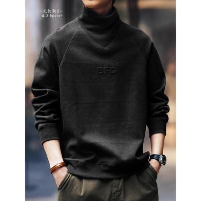 it neith BIAS潮牌美式覆古半高领卫衣男宽松打底衫重磅秋冬加绒