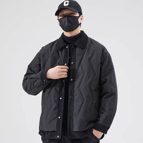 it neith BIA假两件棉衣男短款翻领冬季潮流百搭韩版大码时尚外套