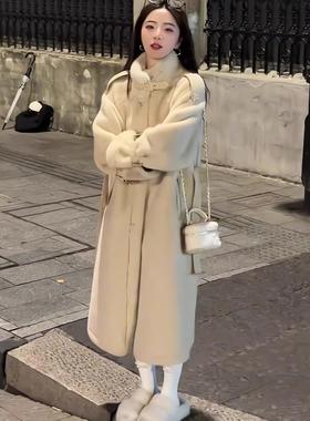LILY MOST中长版立领羊羔毛外套女冬季加厚保暖高级感水貂绒大衣
